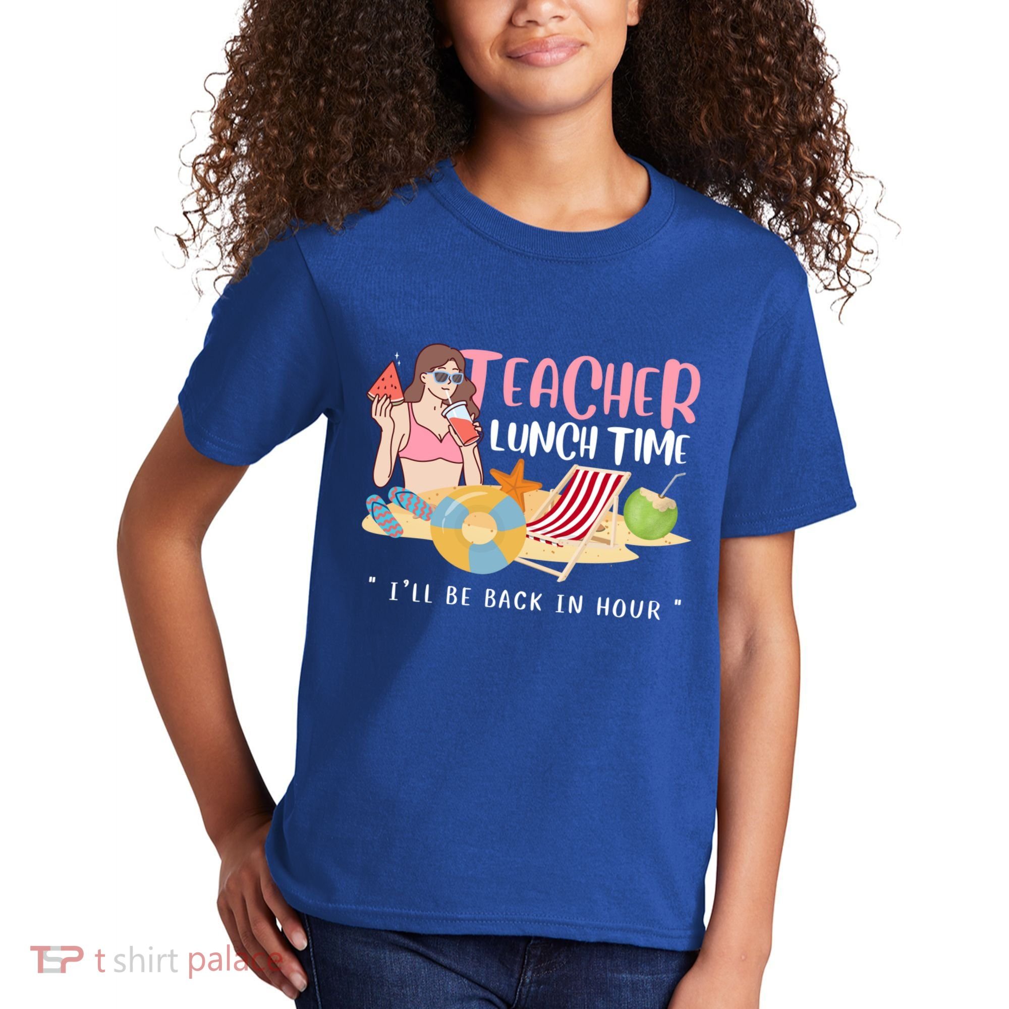 Teacher Lunch Time Funny Teacher Vacation Summer Beach Great Gift Kids T-Shirt