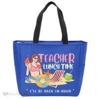 Teacher Lunch Time Funny Teacher Vacation Summer Beach Great Gift Tote Bag thumb 0
