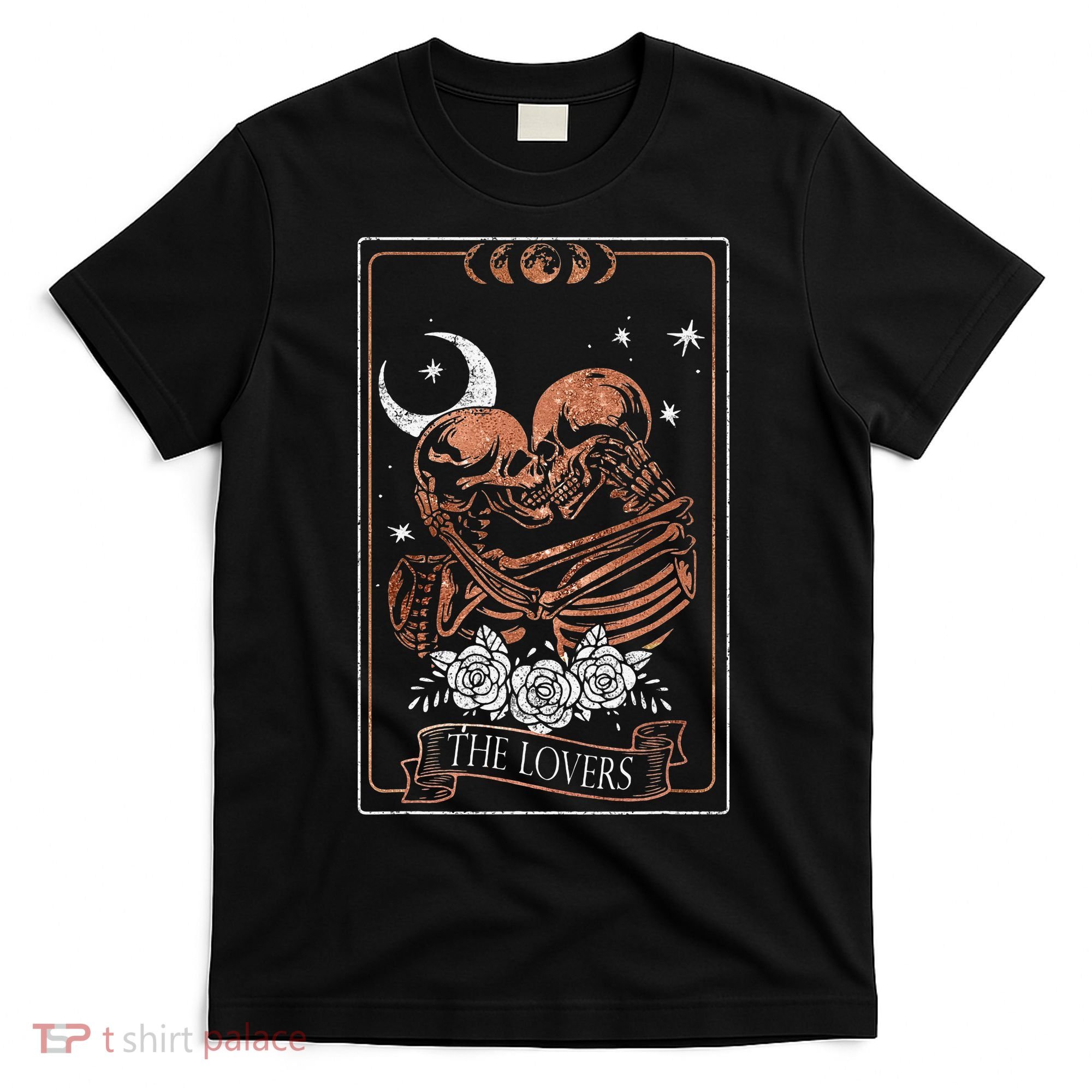 The Lovers Vintage Tarot Card Astrology Occult Skulls Moon T-Shirt