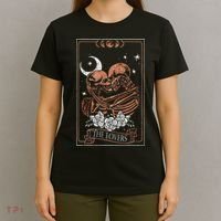 The Lovers Vintage Tarot Card Astrology Occult Skulls Moon T-Shirt thumb 4