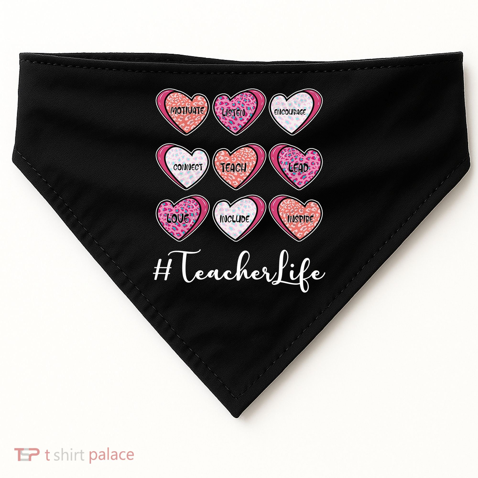 Teachers Life Valentines Day Heart Candy USA-Made Doggie Bandana