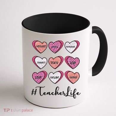 Teachers Life Valentines Day Heart Candy Coffee Mug back