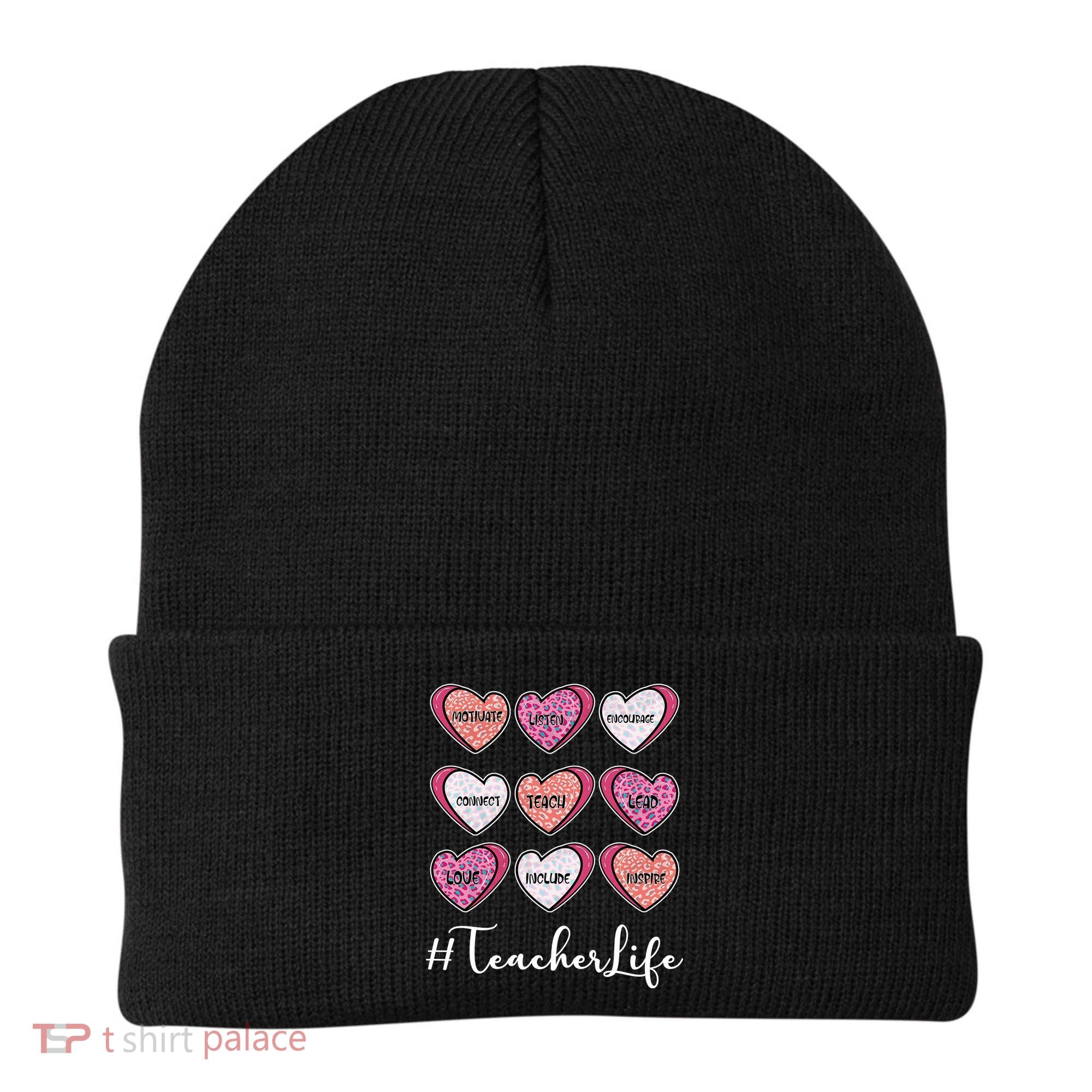 Teachers Life Valentines Day Heart Candy Beanie