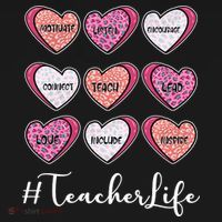 Teachers Life Valentines Day Heart Candy Women's Hoodie thumb 2