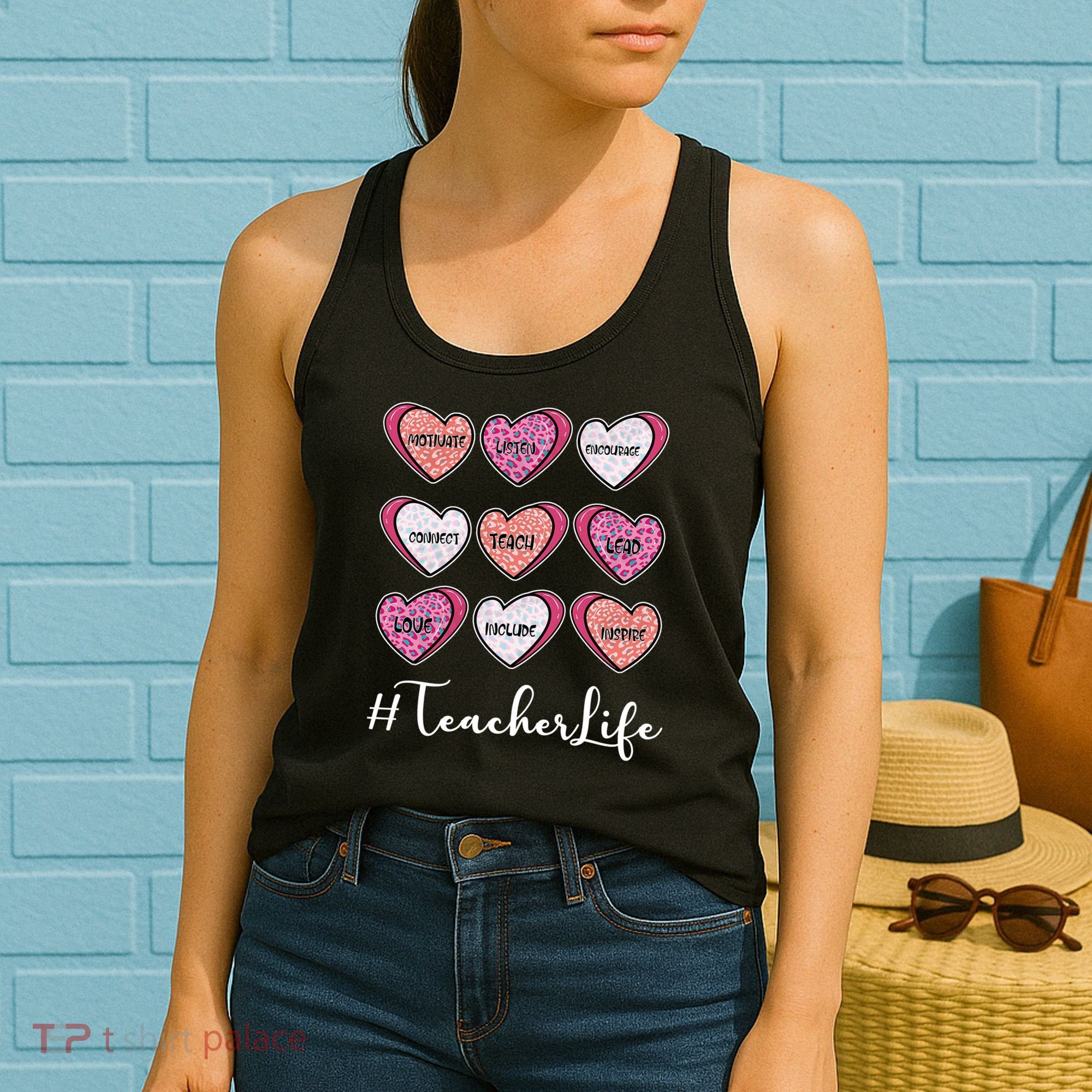Teachers Life Valentines Day Heart Candy Women's Tank Top