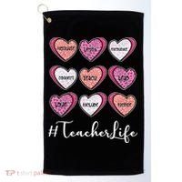 Teachers Life Valentines Day Heart Candy Golf Towel thumb 0