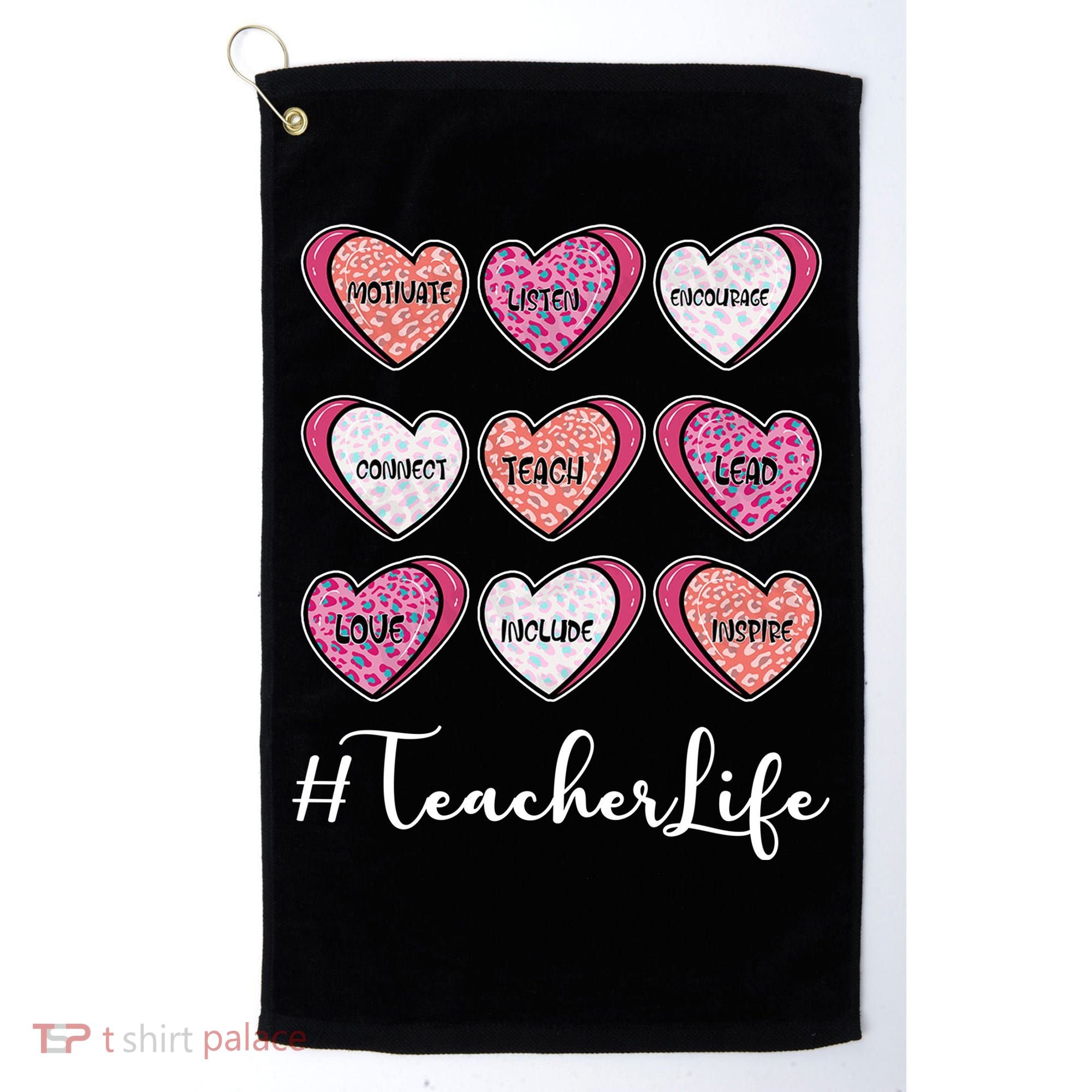 Teachers Life Valentines Day Heart Candy Golf Towel