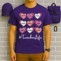 Teachers Life Valentines Day Heart Candy T-Shirt thumb 6