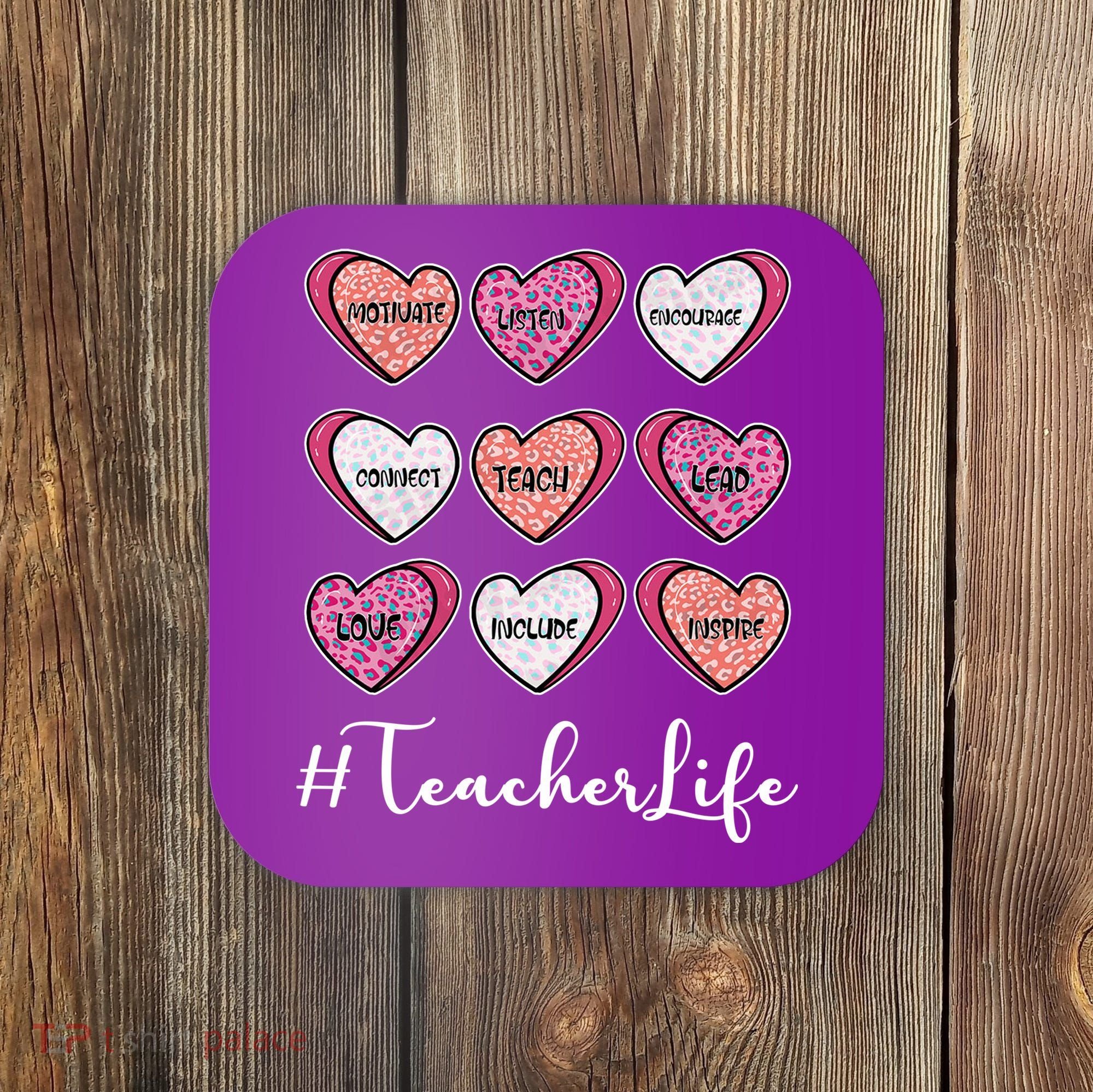 Teachers Life Valentines Day Heart Candy Coaster