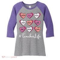 Teachers Life Valentines Day Heart Candy Women's Tri-Blend 3/4-Sleeve Raglan Shirt thumb 0