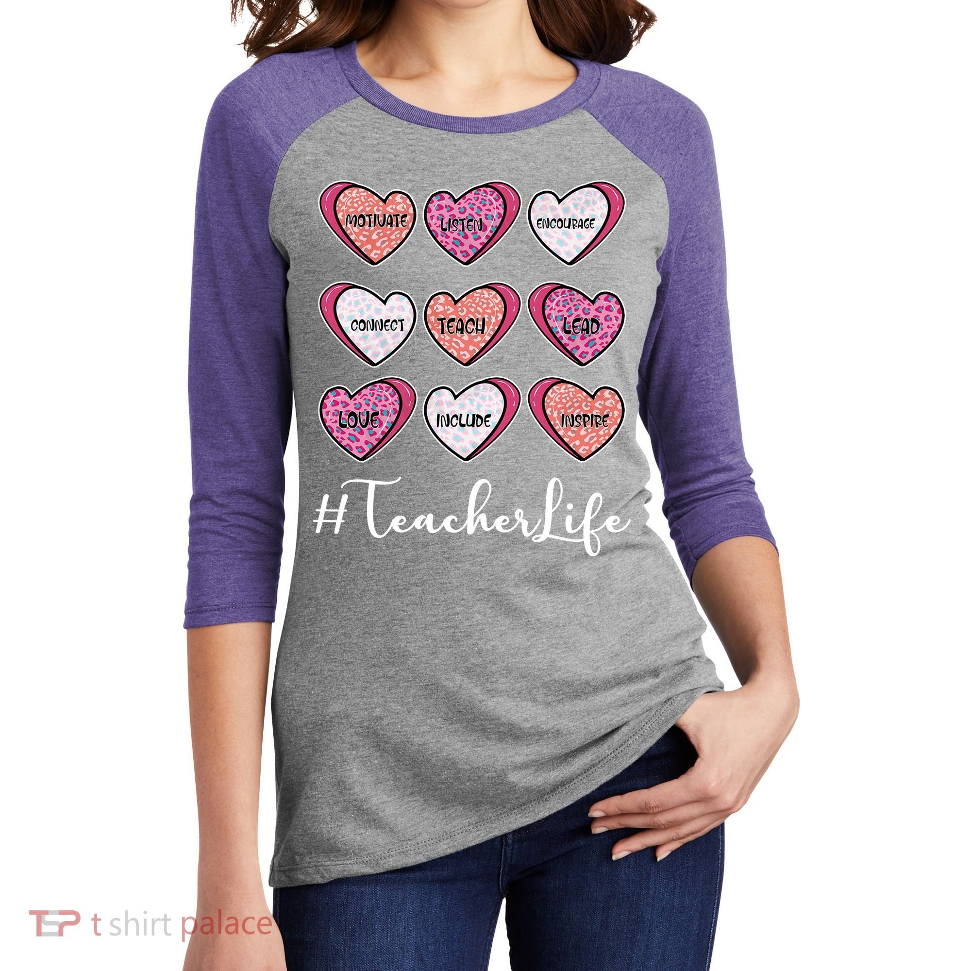 Teachers Life Valentines Day Heart Candy Women's Tri-Blend 3/4-Sleeve Raglan Shirt
