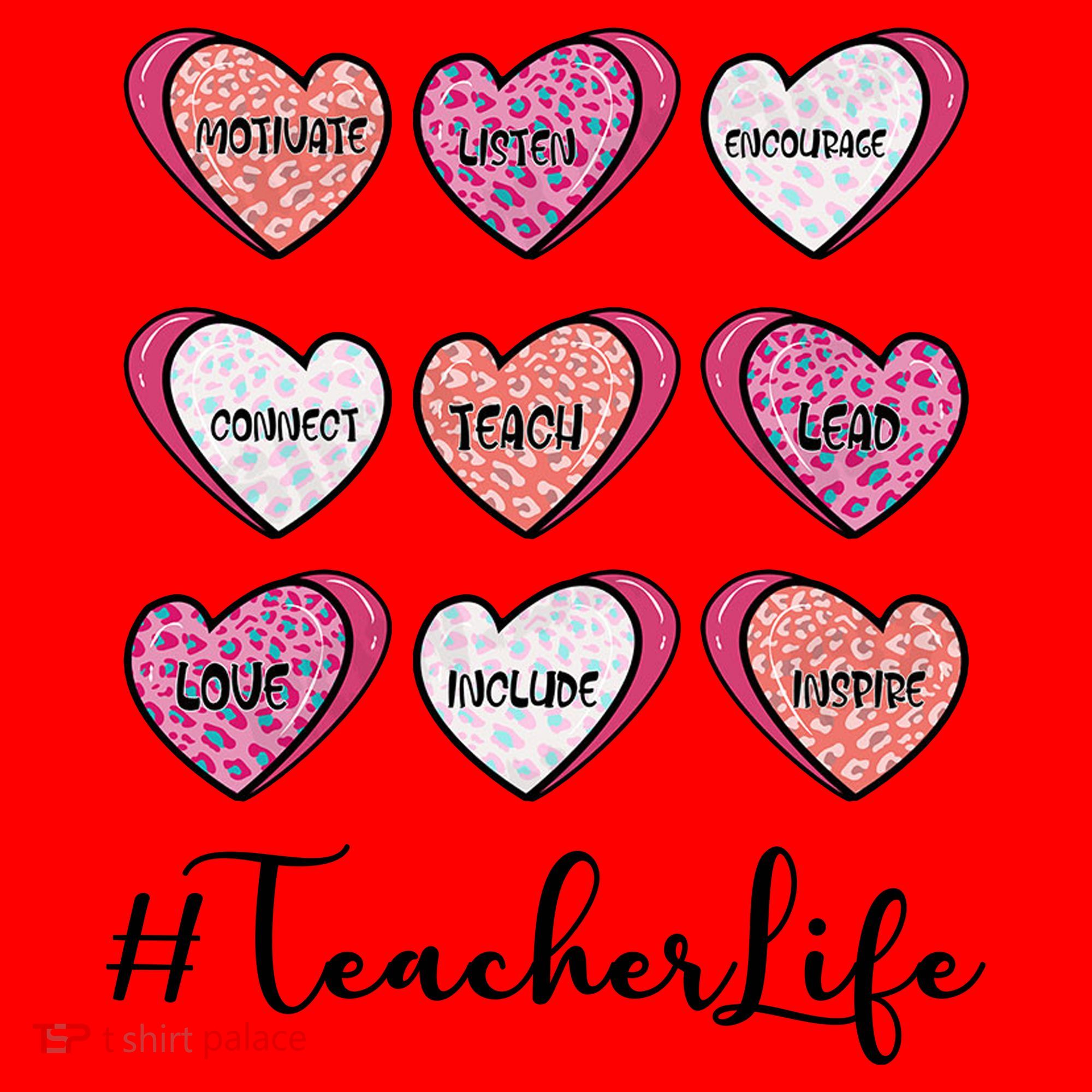 Teachers Life Valentines Day Heart Candy Santa Hat