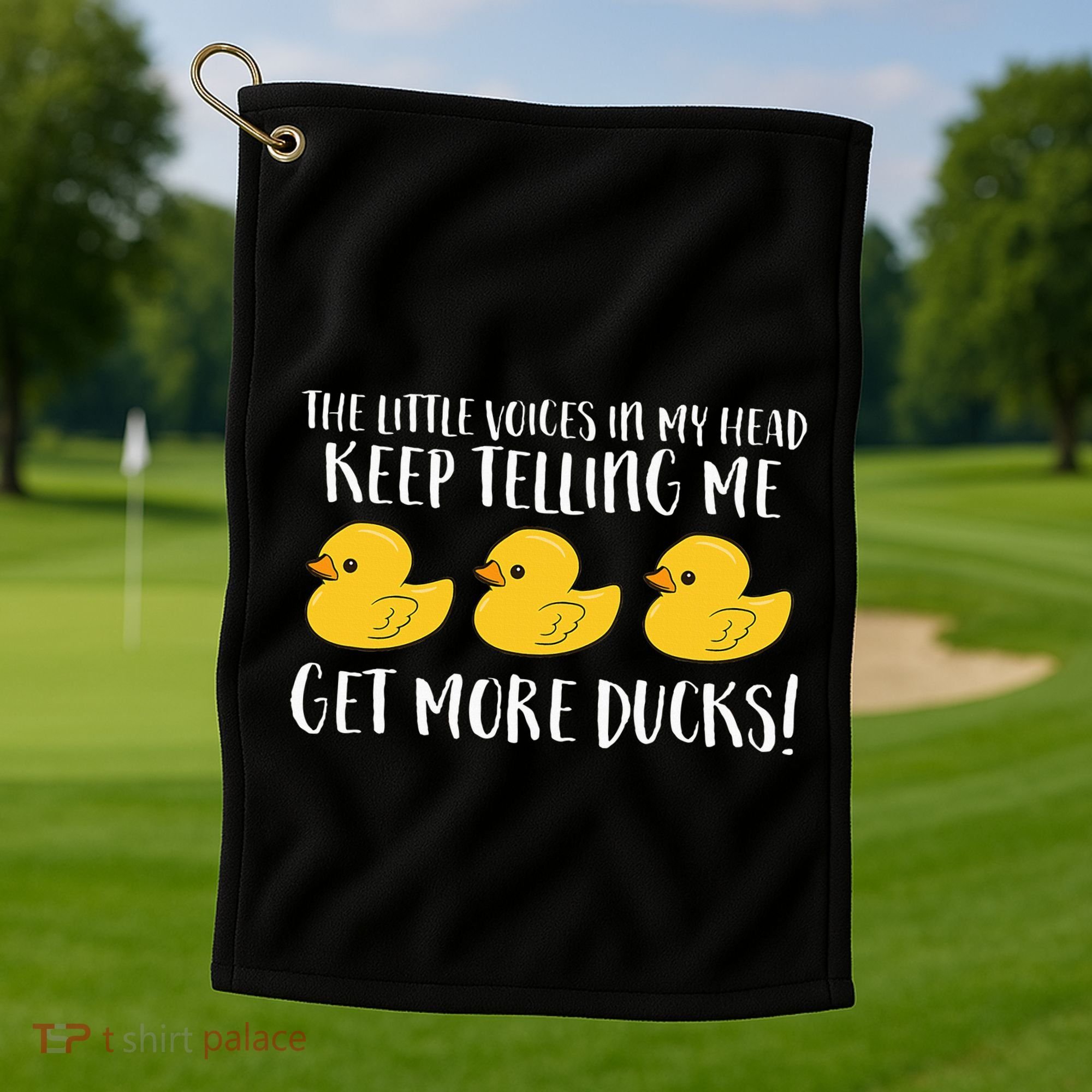 The Little Voices In My Head Keep Golf Towel