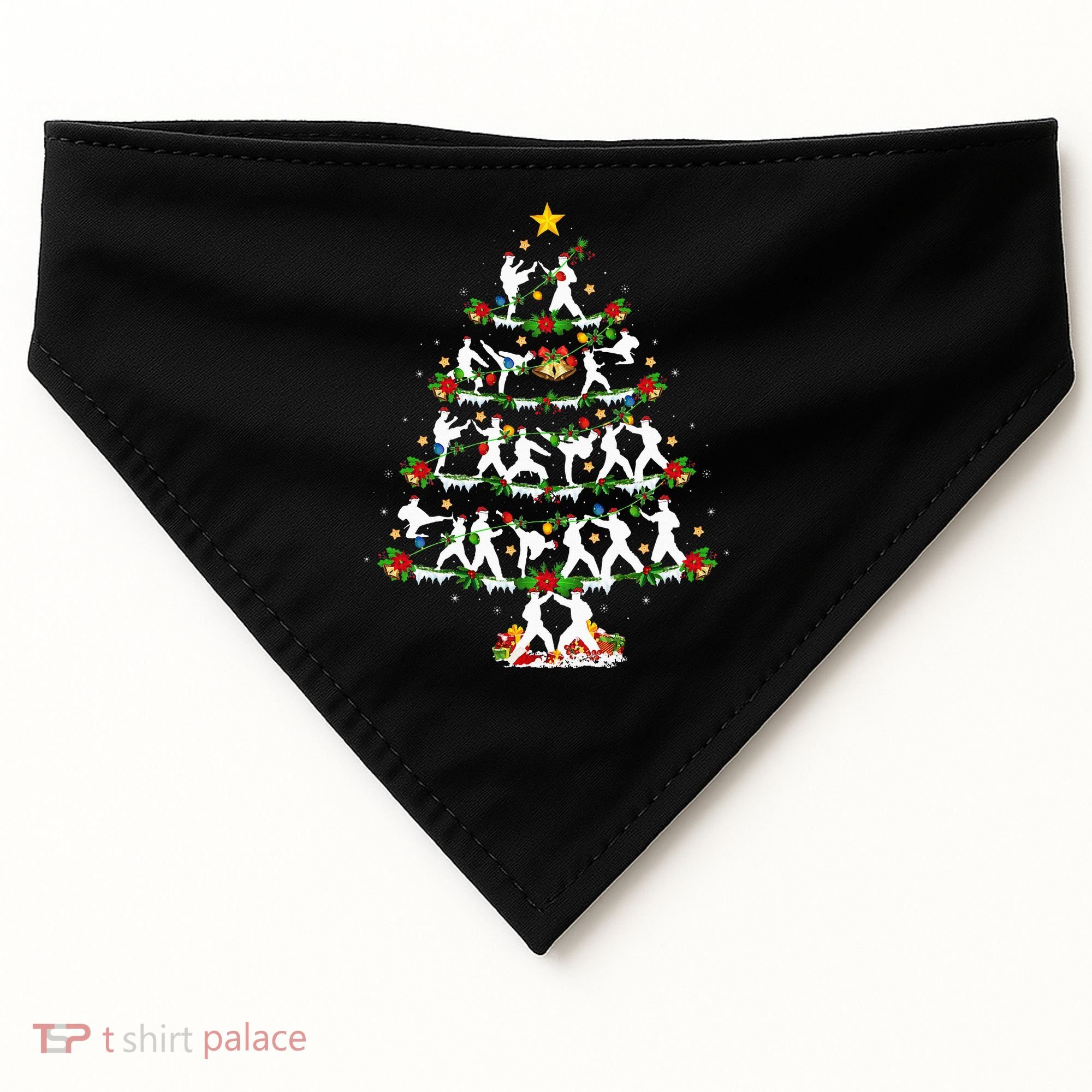 Taekwondo Lover Xmas Lighting Taekwondo Christmas Tree USA-Made Doggie Bandana