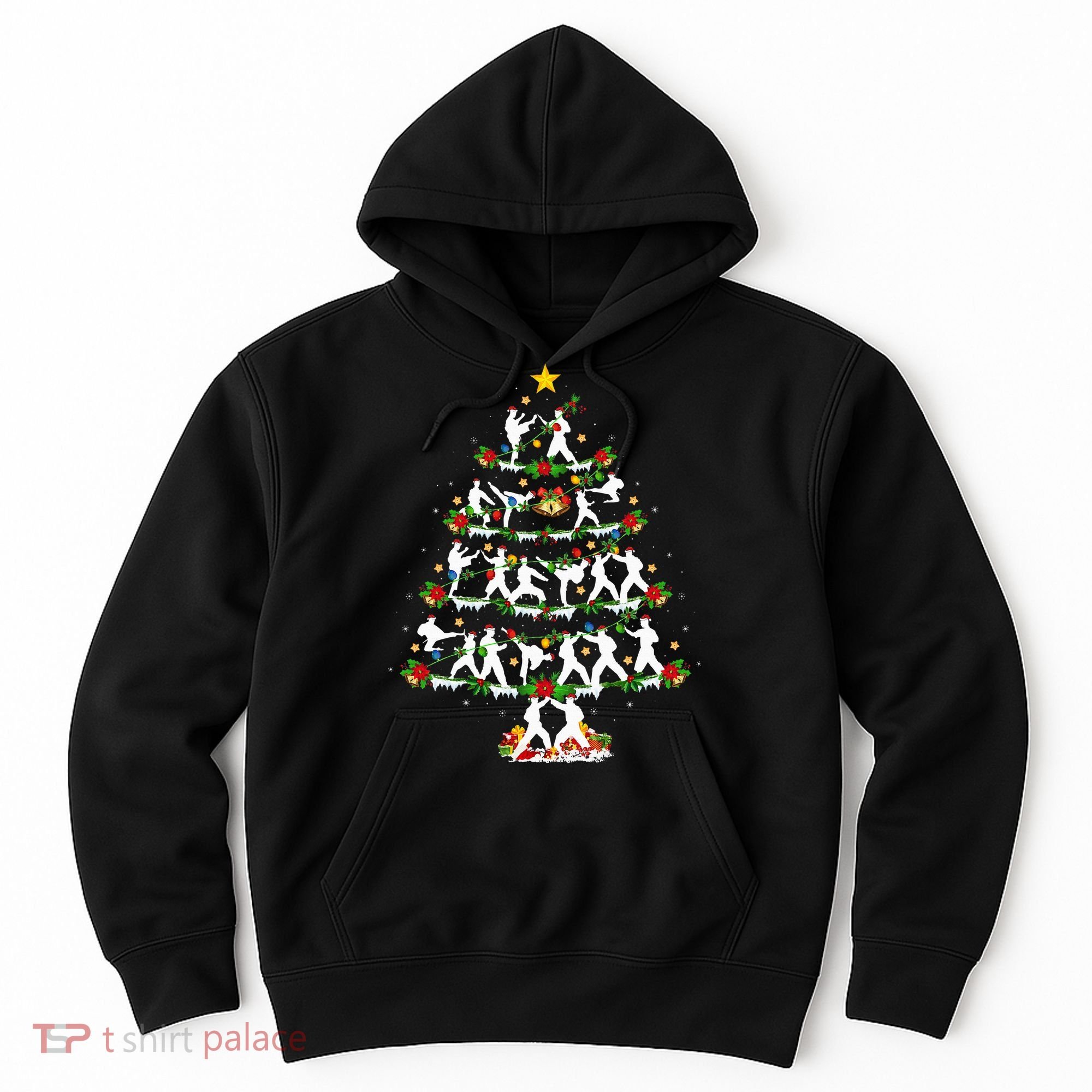 Taekwondo Lover Xmas Lighting Taekwondo Christmas Tree Hoodie