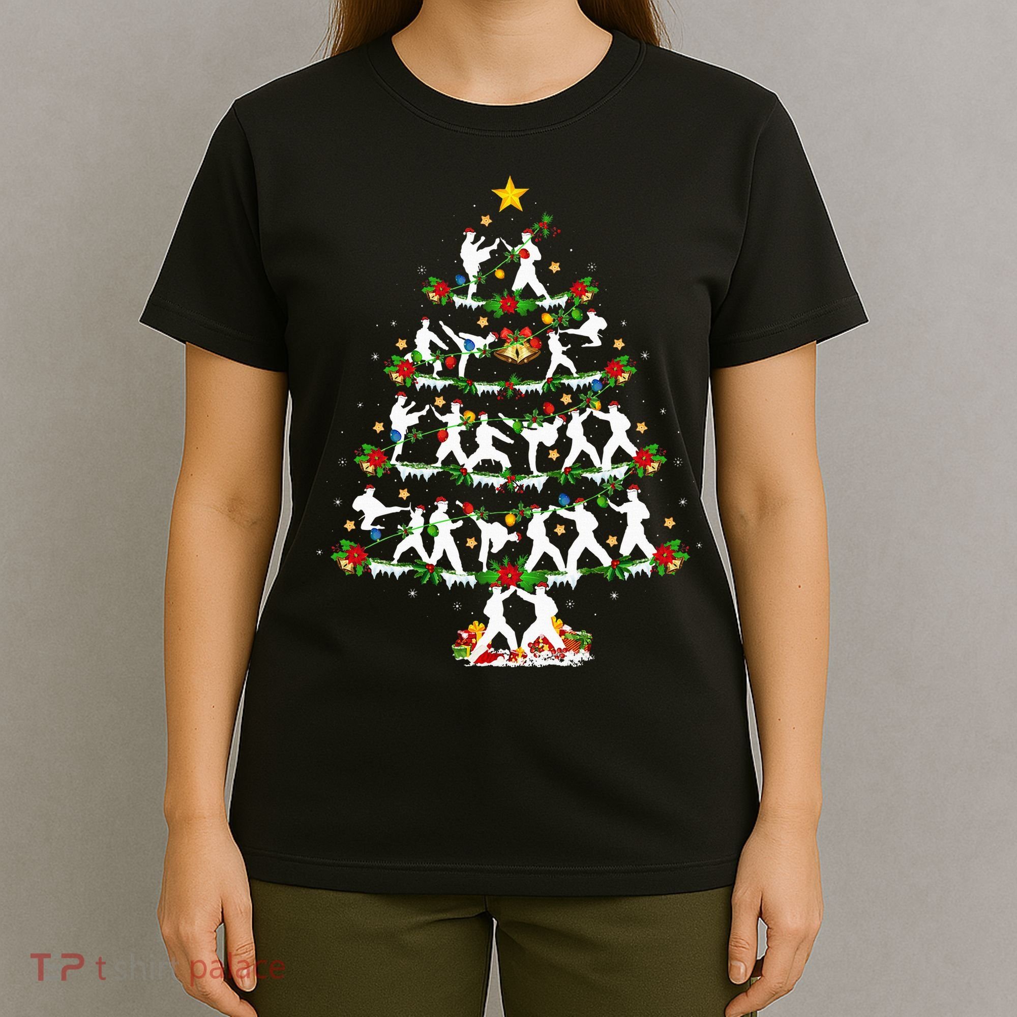 Taekwondo Lover Xmas Lighting Taekwondo Christmas Tree T-Shirt