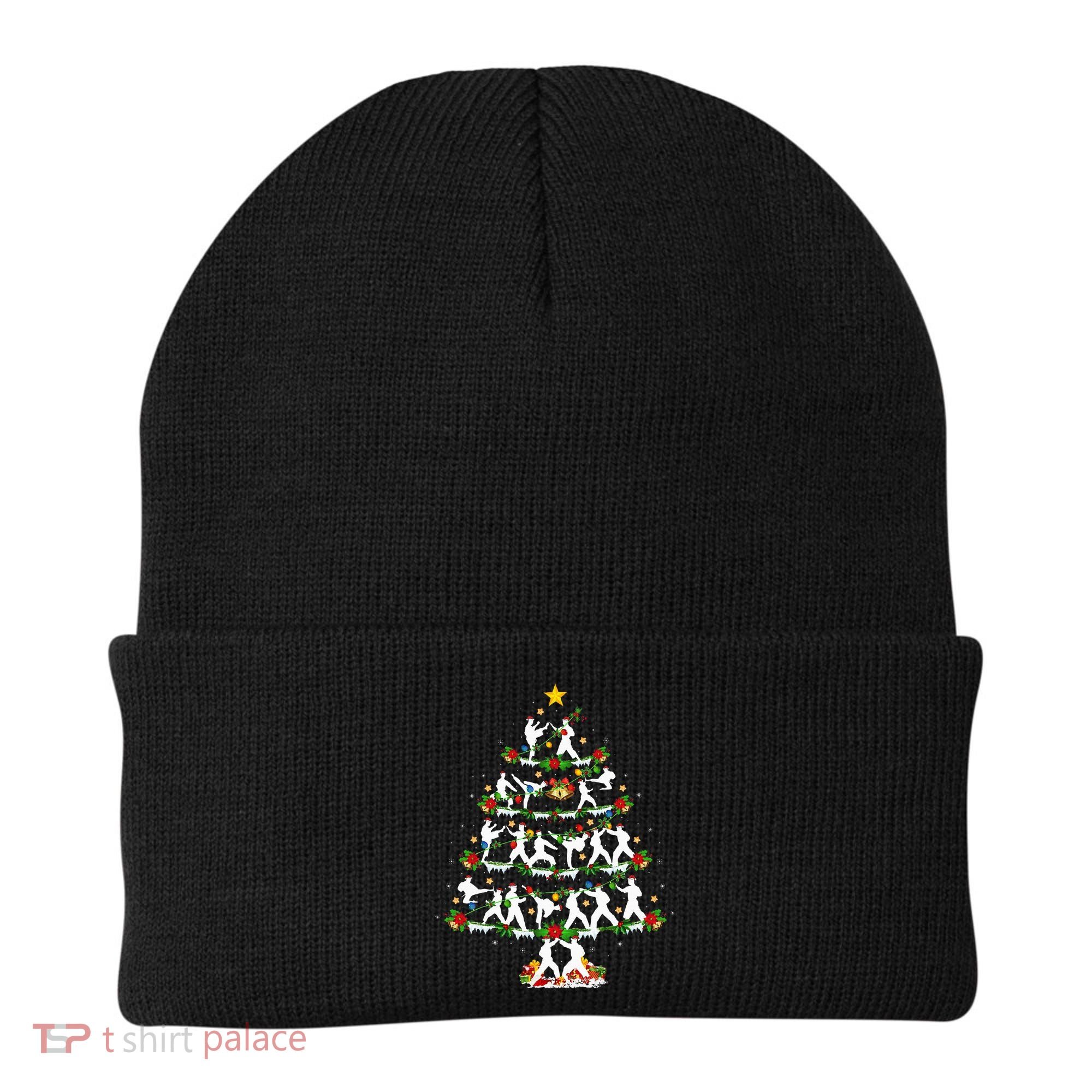 Taekwondo Lover Xmas Lighting Taekwondo Christmas Tree Beanie