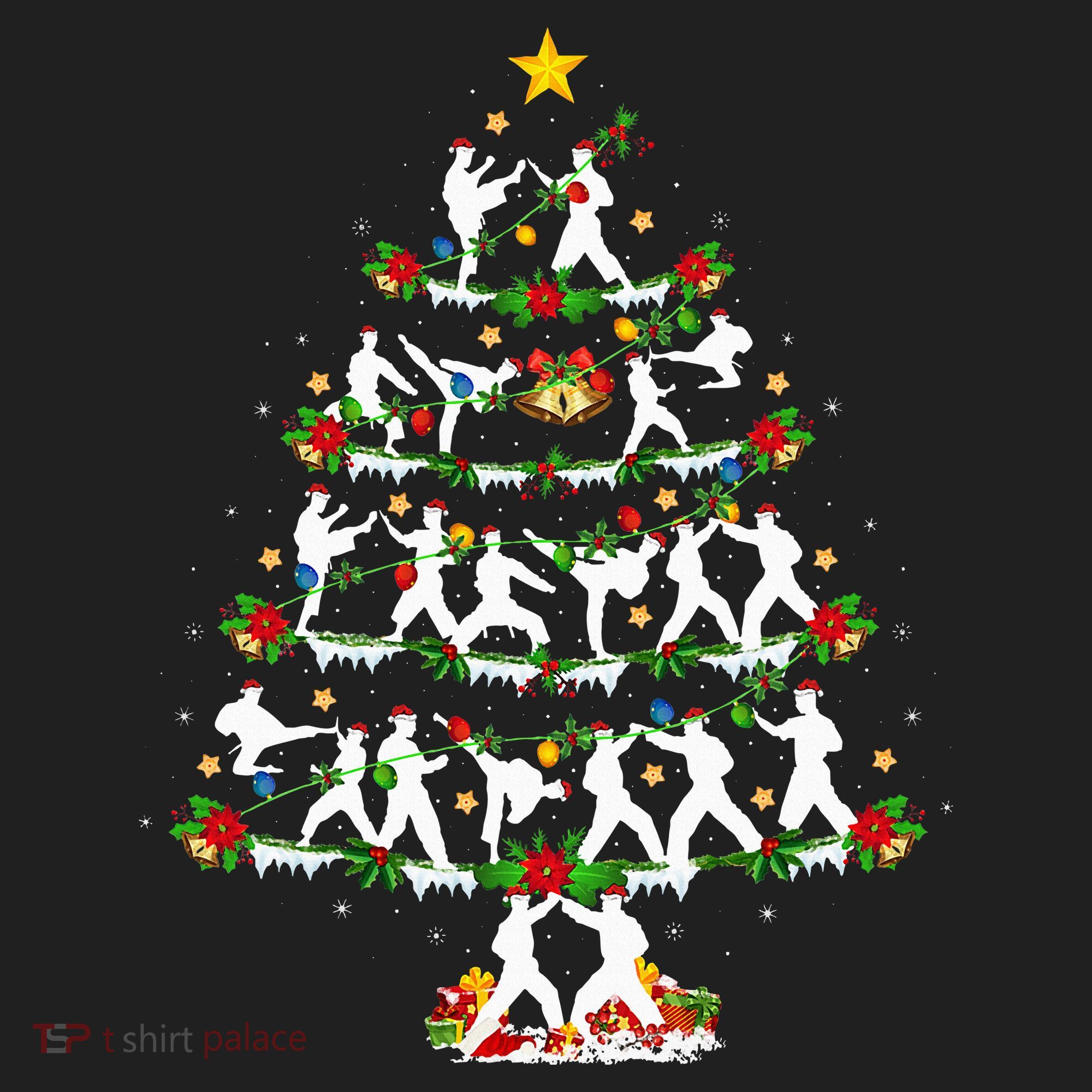 Taekwondo Lover Xmas Lighting Taekwondo Christmas Tree Beanie