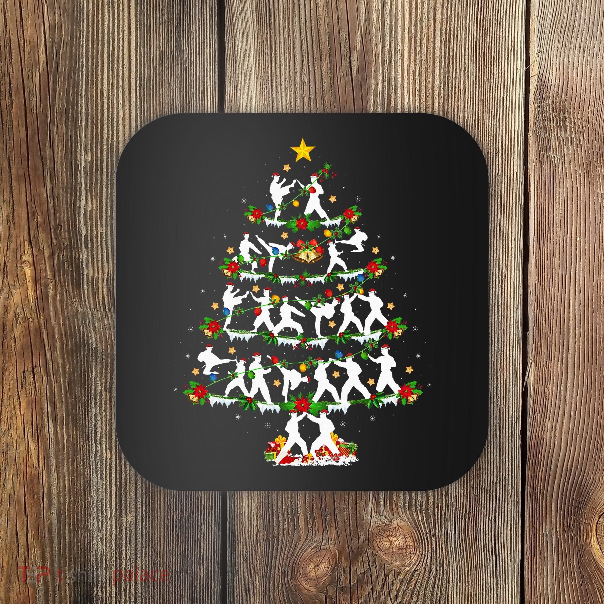 Taekwondo Lover Xmas Lighting Taekwondo Christmas Tree Coaster