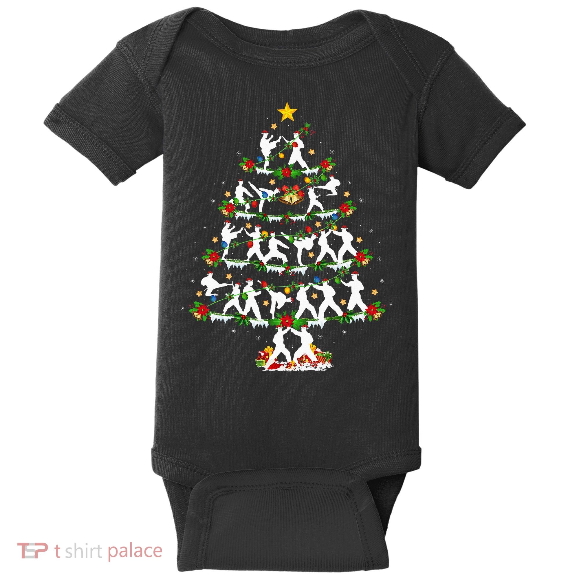 Taekwondo Lover Xmas Lighting Taekwondo Christmas Tree Baby Bodysuit