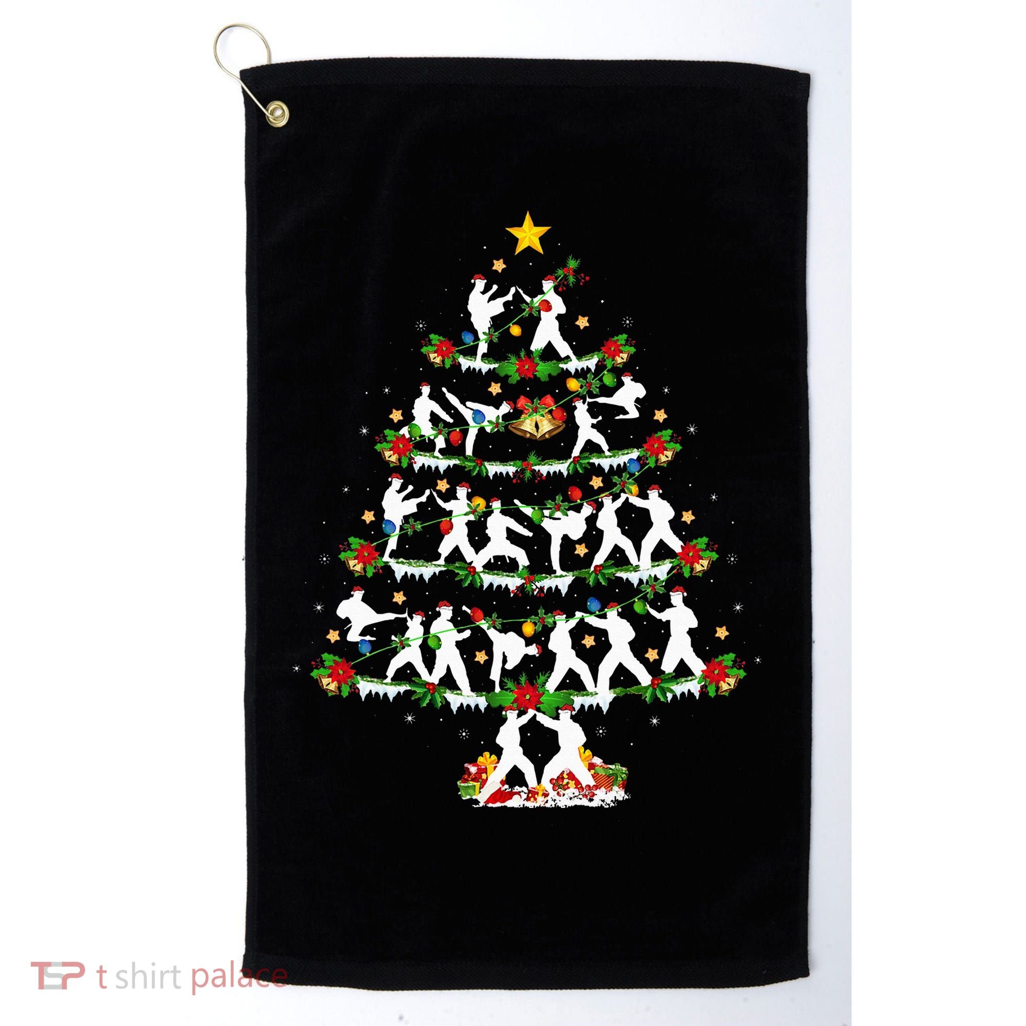Taekwondo Lover Xmas Lighting Taekwondo Christmas Tree Golf Towel