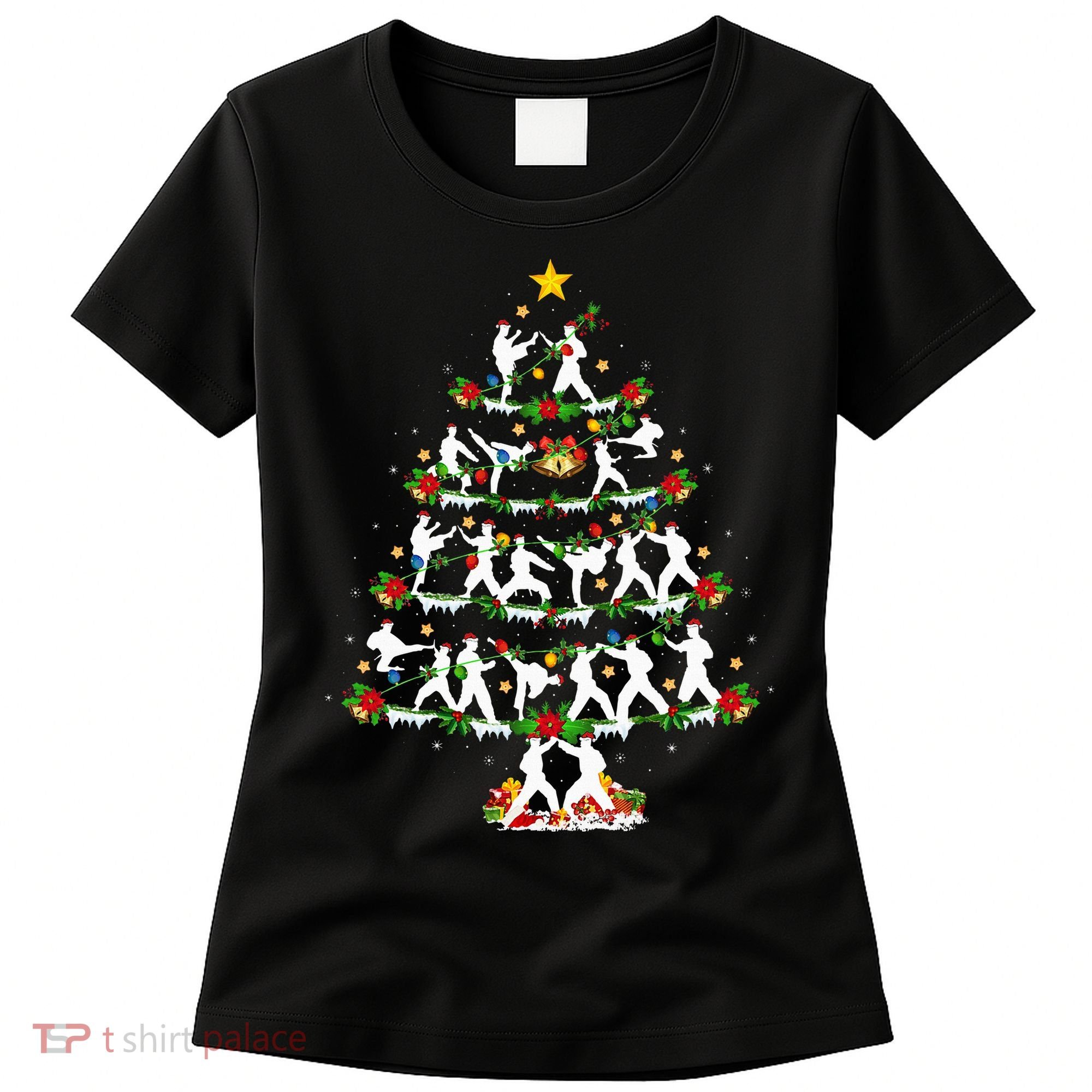 Taekwondo Lover Xmas Lighting Taekwondo Christmas Tree Women's T-Shirt