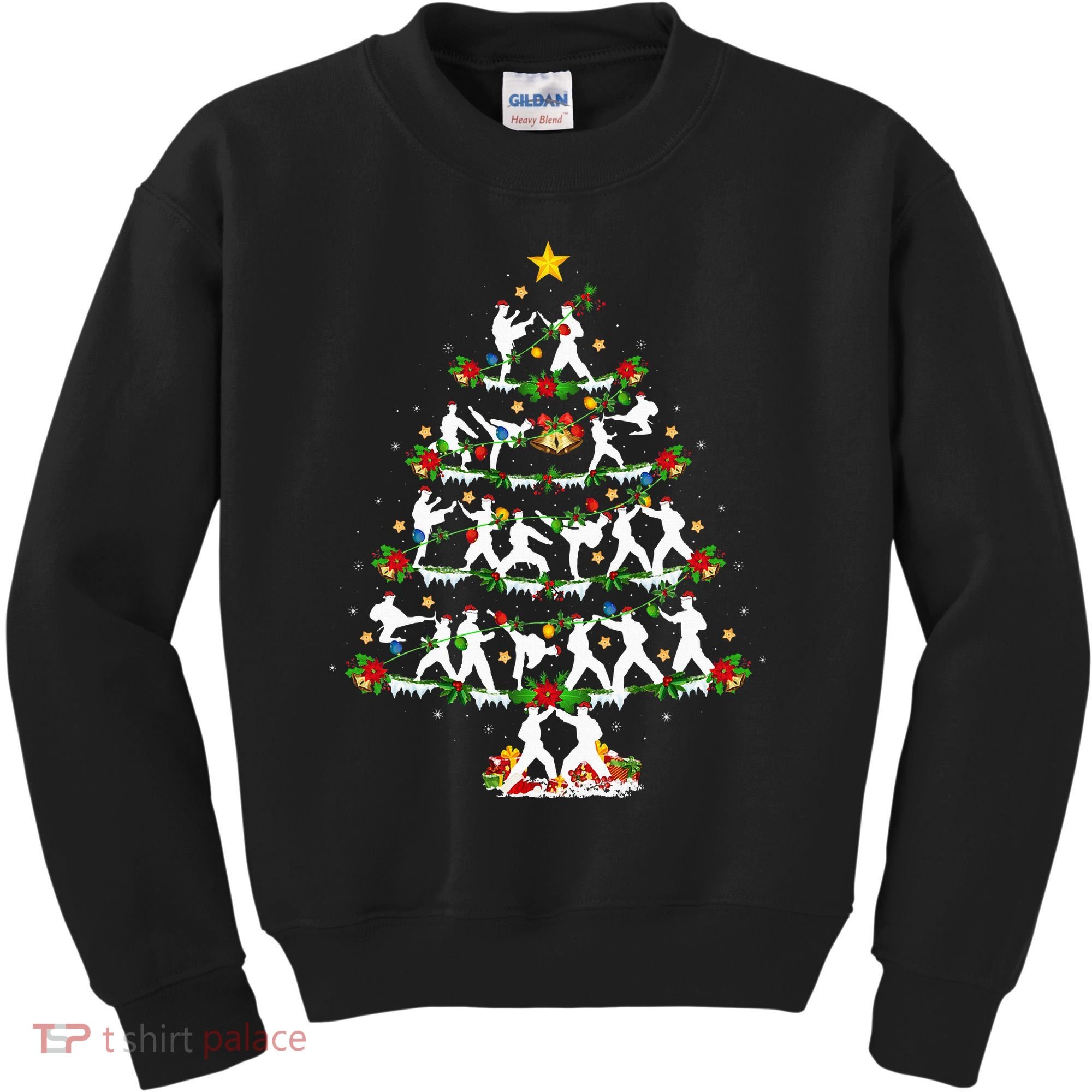 Taekwondo Lover Xmas Lighting Taekwondo Christmas Tree Kids Sweatshirt