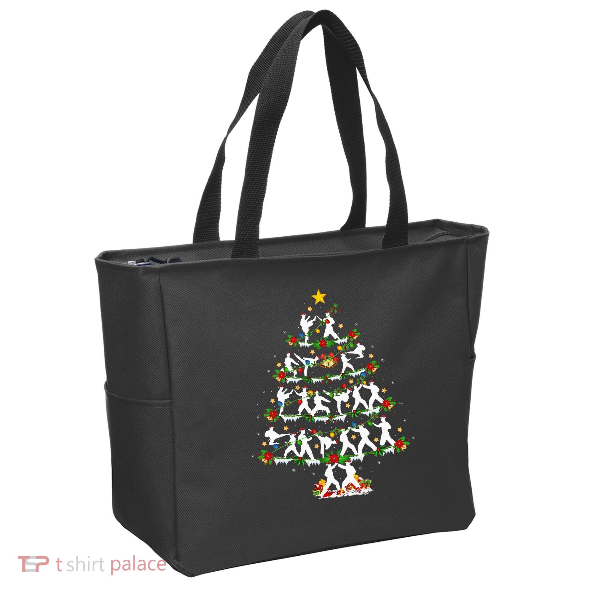 Taekwondo Lover Xmas Lighting Taekwondo Christmas Tree Tote Bag