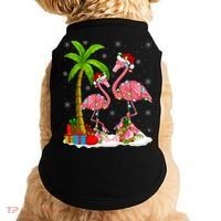 Tropical Lighting Xmas Palm Tree Pink Flamingo Christmas Gift Doggie Tank thumb 0
