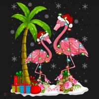 Tropical Lighting Xmas Palm Tree Pink Flamingo Christmas Gift Backpack thumb 2