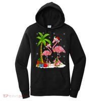 Tropical Lighting Xmas Palm Tree Pink Flamingo Christmas Gift Women's Hoodie thumb 0