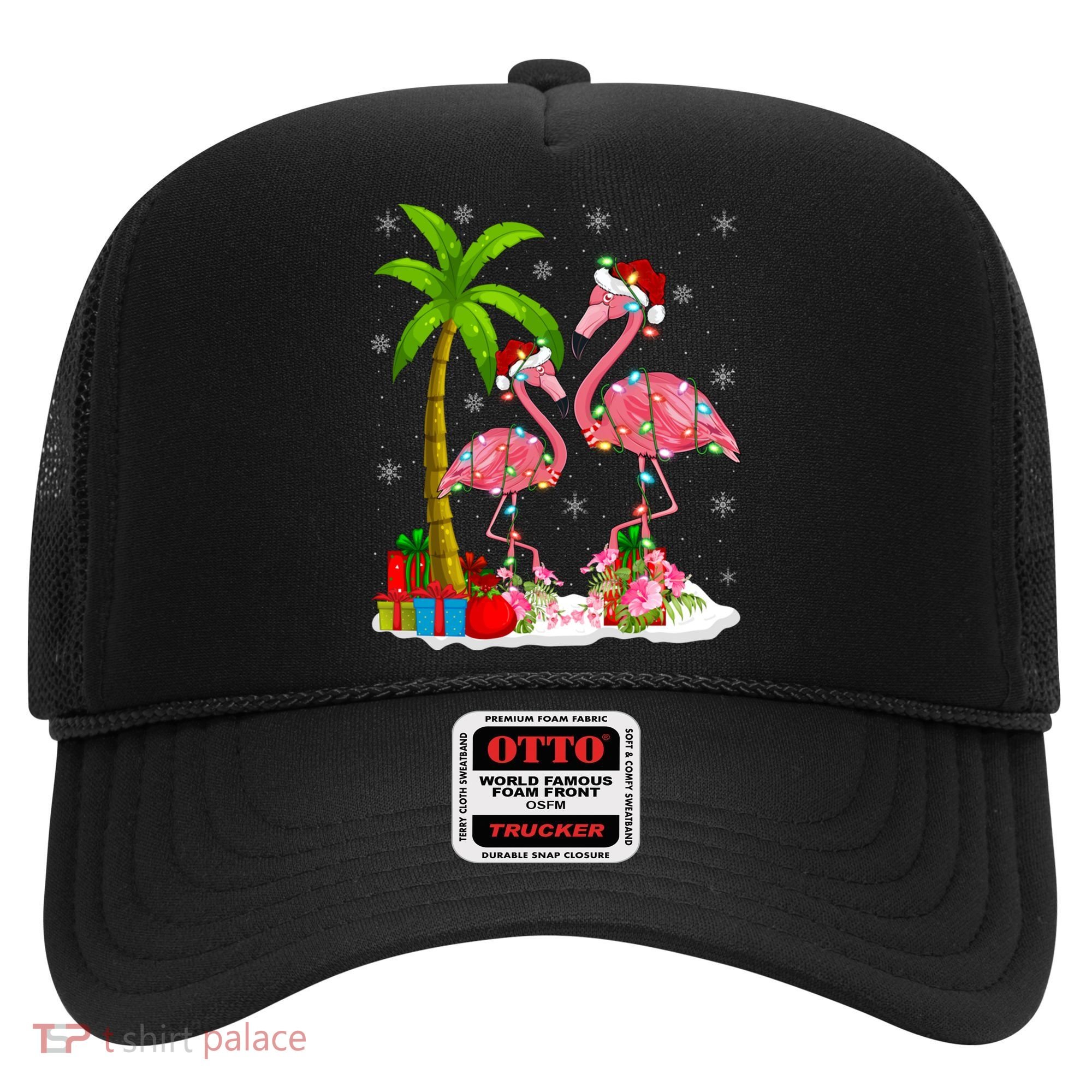 Tropical Lighting Xmas Palm Tree Pink Flamingo Christmas Gift Hat