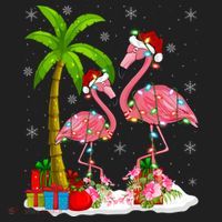 Tropical Lighting Xmas Palm Tree Pink Flamingo Christmas Gift Hat thumb 2