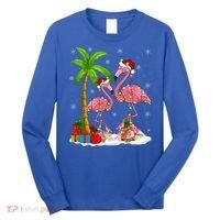 Tropical Lighting Xmas Palm Tree Pink Flamingo Christmas Gift Long Sleeve Shirt thumb 0