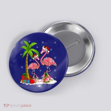 Tropical Lighting Xmas Palm Tree Pink Flamingo Christmas Gift Button