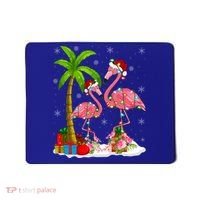 Tropical Lighting Xmas Palm Tree Pink Flamingo Christmas Gift Mousepad thumb 0
