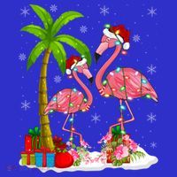 Tropical Lighting Xmas Palm Tree Pink Flamingo Christmas Gift Women's Tank Top thumb 5
