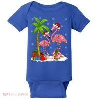 Tropical Lighting Xmas Palm Tree Pink Flamingo Christmas Gift Baby Bodysuit thumb 0