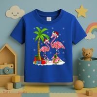 Tropical Lighting Xmas Palm Tree Pink Flamingo Christmas Gift Toddler T-Shirt thumb 3