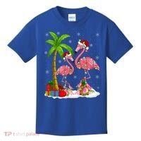 Tropical Lighting Xmas Palm Tree Pink Flamingo Christmas Gift Kids T-Shirt thumb 0
