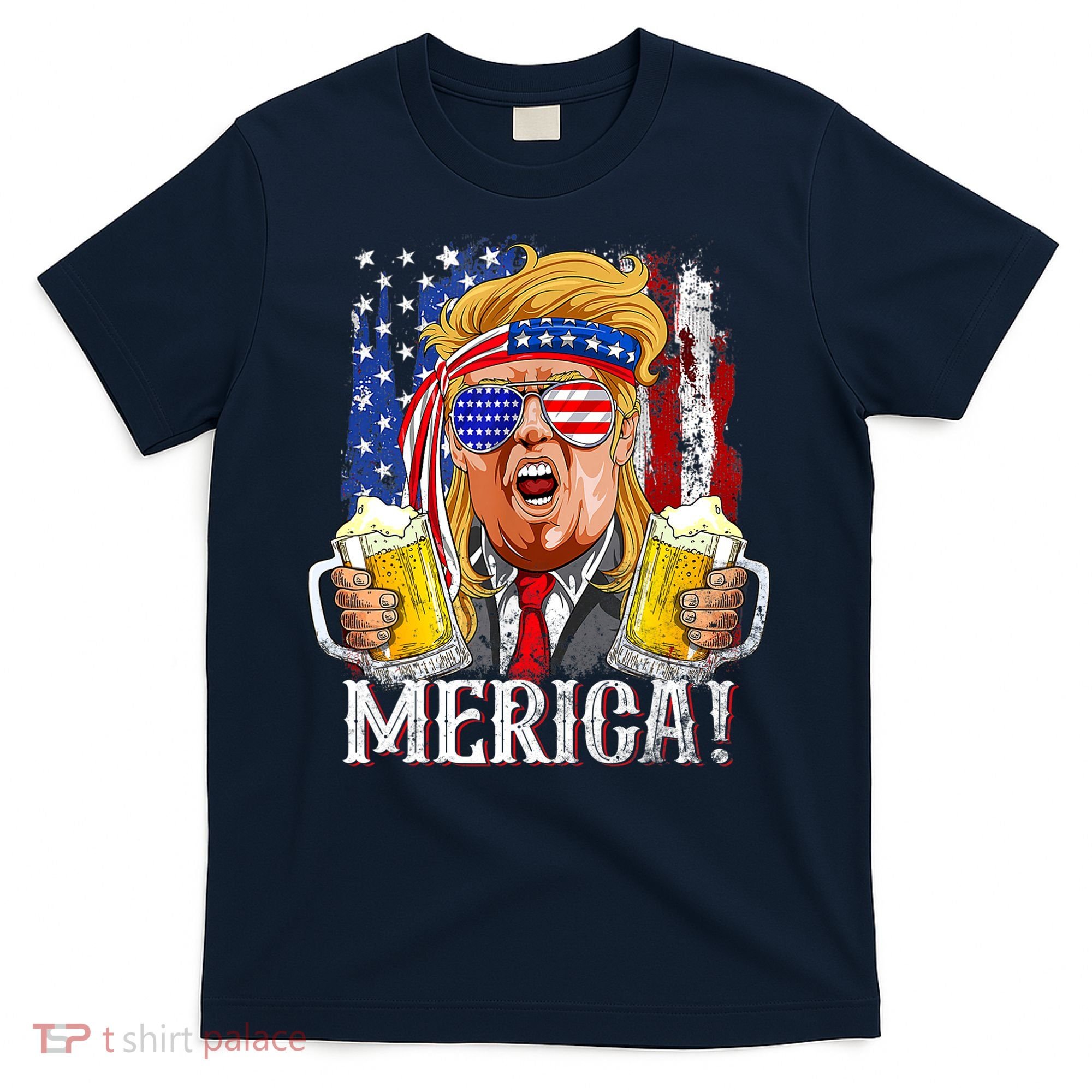 Trump Mullet 4th Of July USA American Flag Merica Trump 2024 T-Shirt