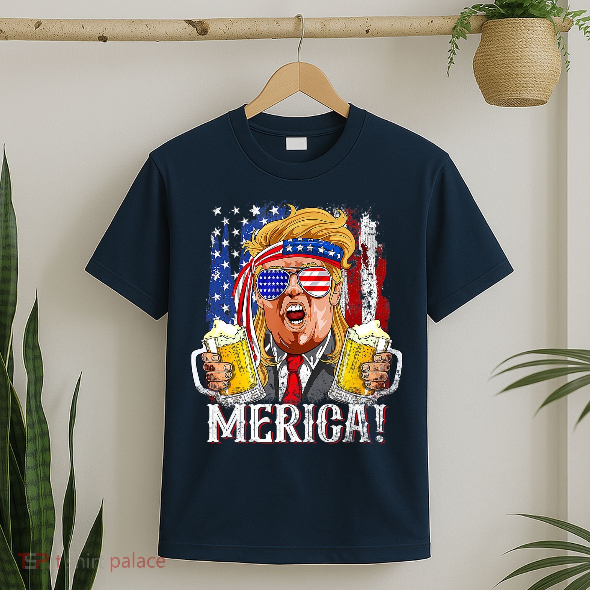 Trump Mullet 4th Of July USA American Flag Merica Trump 2024 T-Shirt