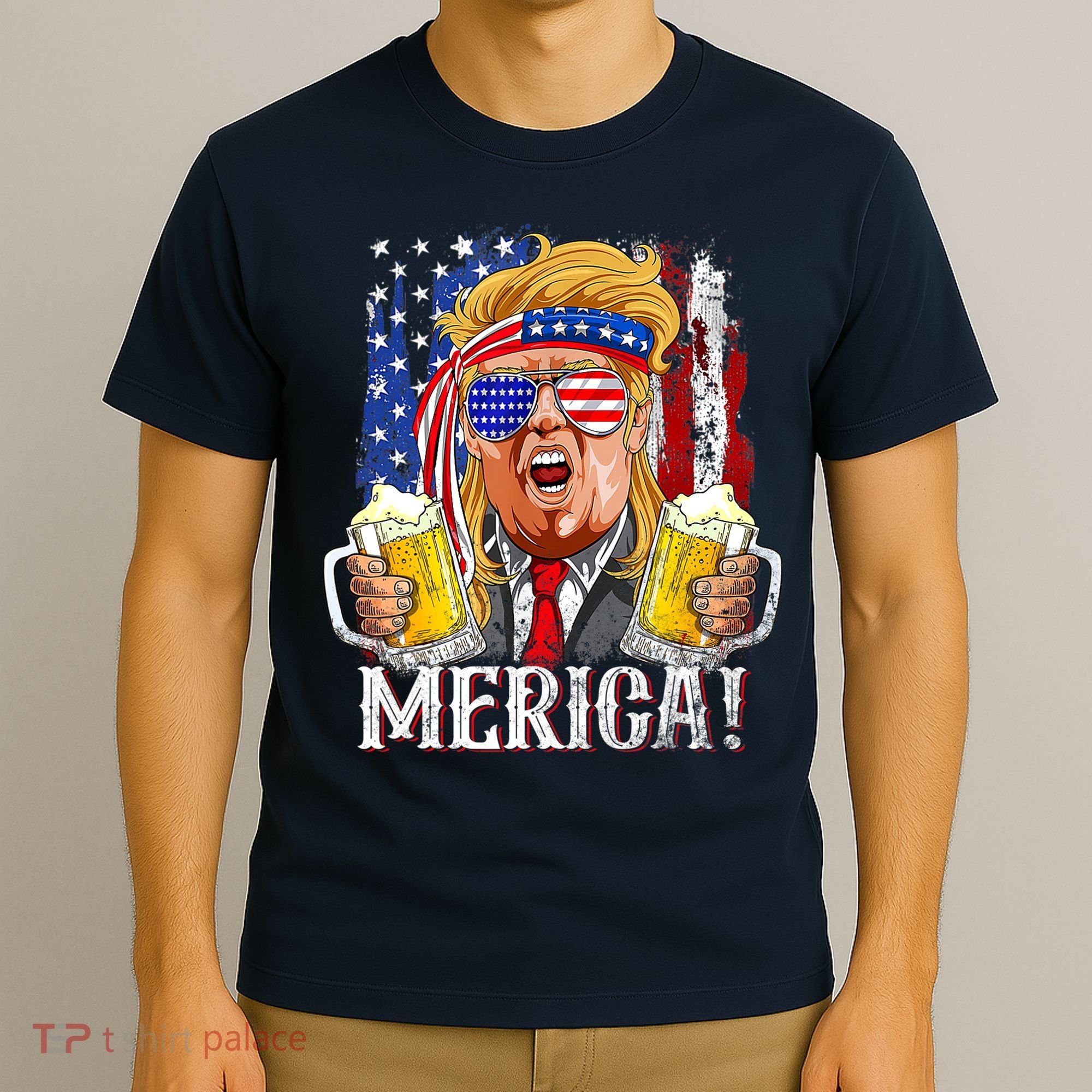 Trump Mullet 4th Of July USA American Flag Merica Trump 2024 T-Shirt