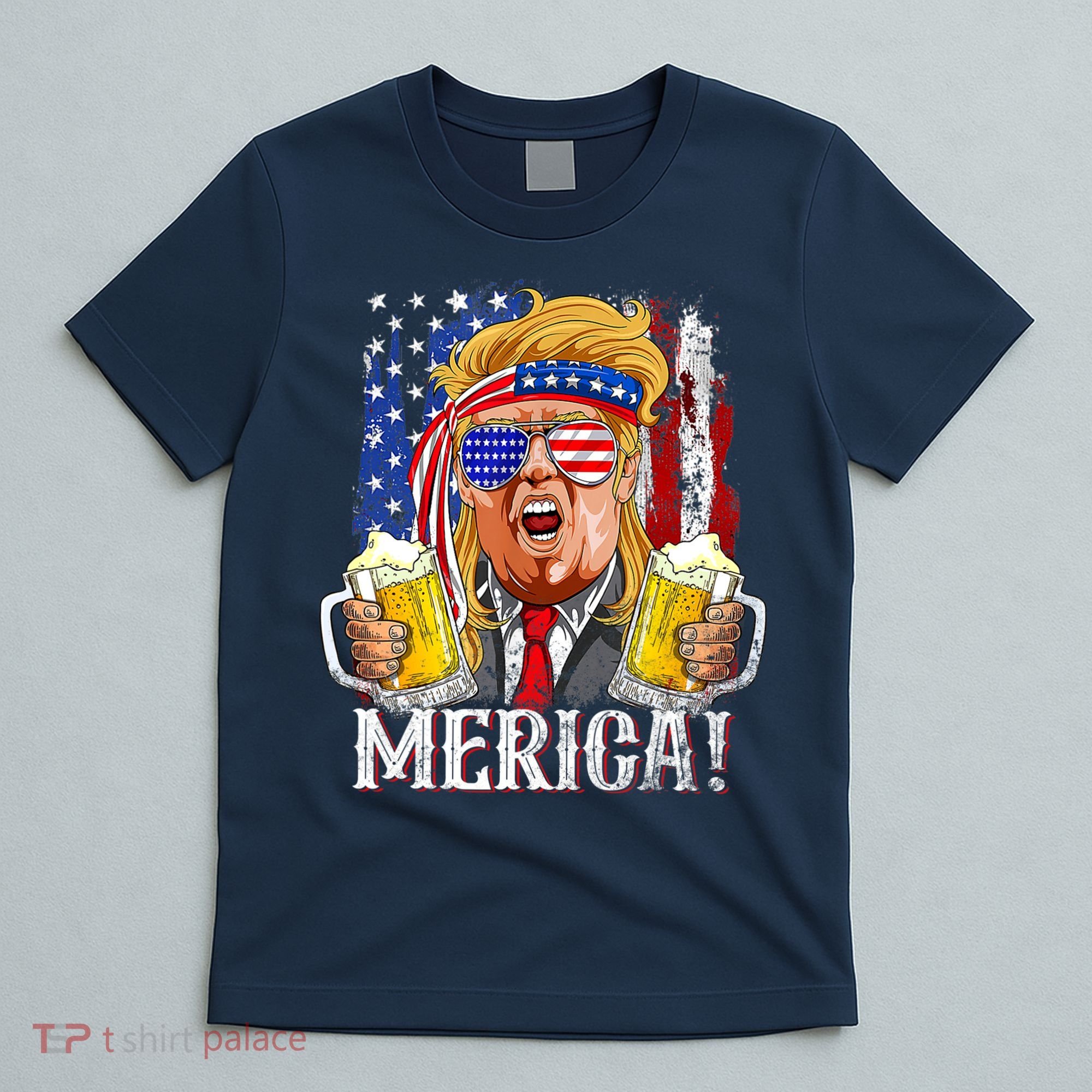 Trump Mullet 4th Of July USA American Flag Merica Trump 2024 T-Shirt