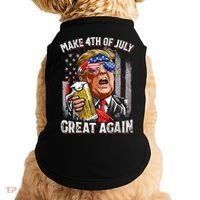 Trump Make 4th Of July Great Again Drinking Beer Funny Doggie Tank thumb 0