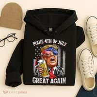 Trump Make 4th Of July Great Again Drinking Beer Funny Hoodie thumb 4