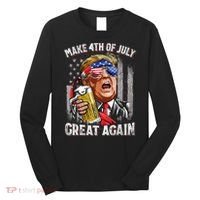 Trump Make 4th Of July Great Again Drinking Beer Funny Long Sleeve Shirt thumb 0