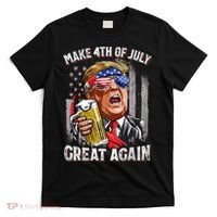 Trump Make 4th Of July Great Again Drinking Beer Funny T-Shirt thumb 0