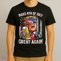 Trump Make 4th Of July Great Again Drinking Beer Funny T-Shirt thumb 3
