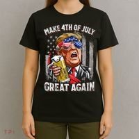 Trump Make 4th Of July Great Again Drinking Beer Funny T-Shirt thumb 4